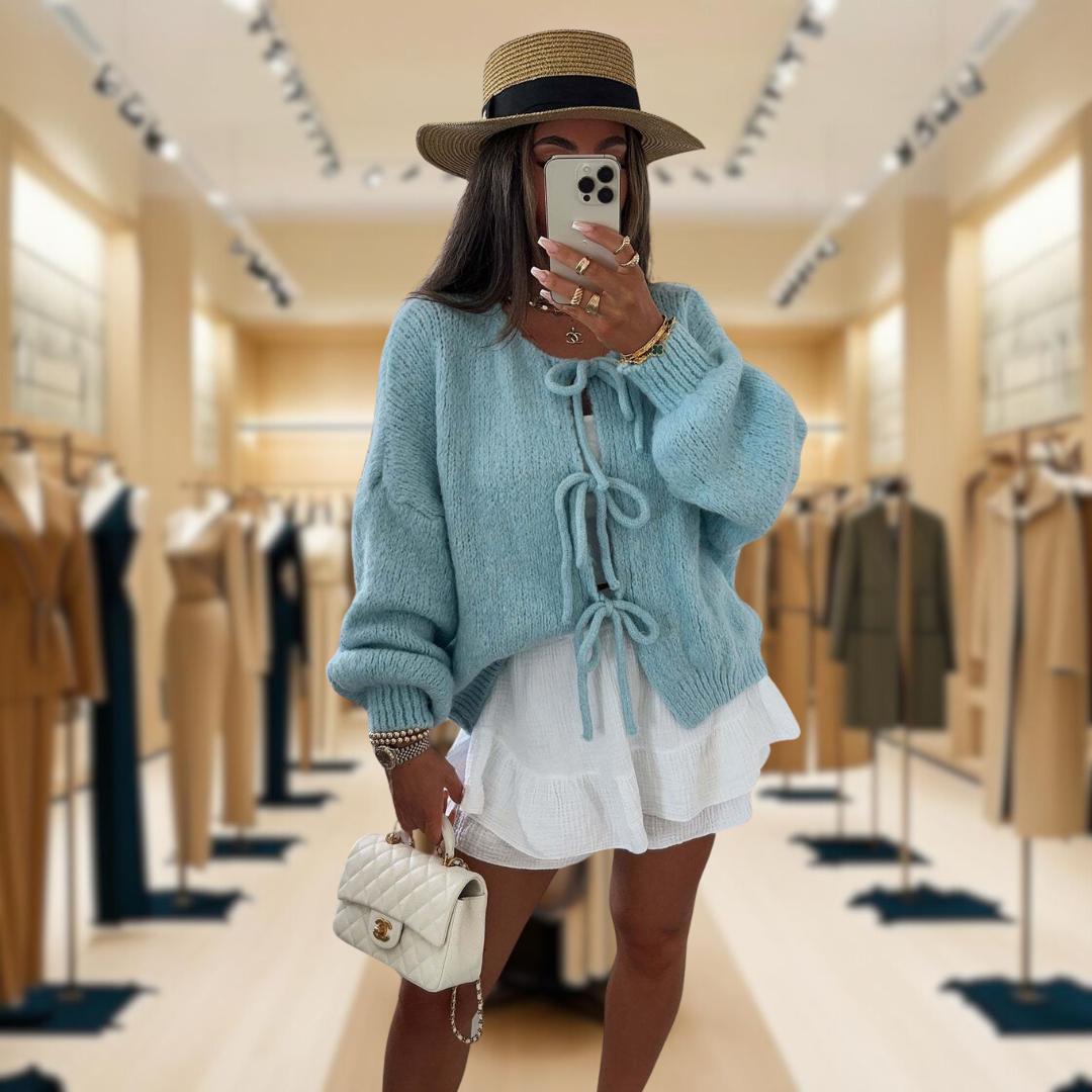 Sofia™ | Crew Neck Lace-Up Cardigan