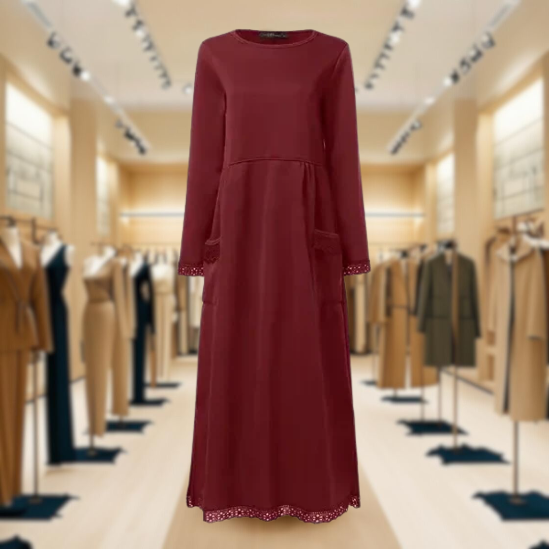 Doris™ Maxi dress in wool and cotton