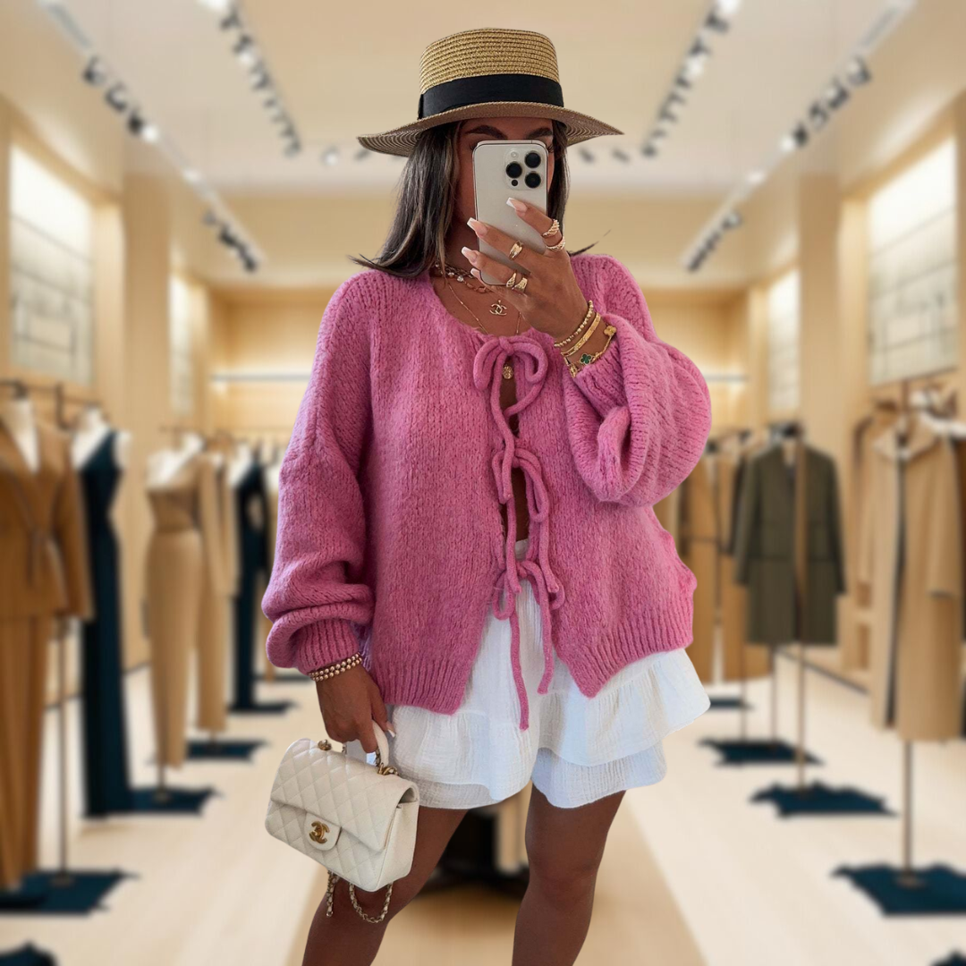 Sofia™ | Crew Neck Lace-Up Cardigan