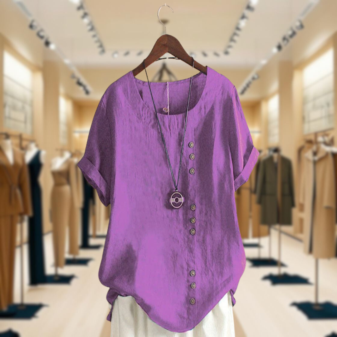 Juno | Plain Short-Sleeved Blouse With Round Neck