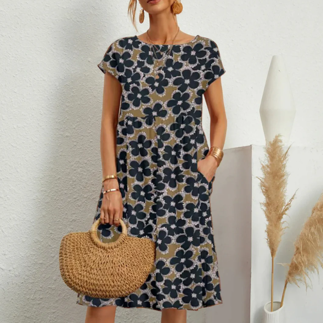 Clarissa™ | Elegant Women's Dress with Flower Pattern