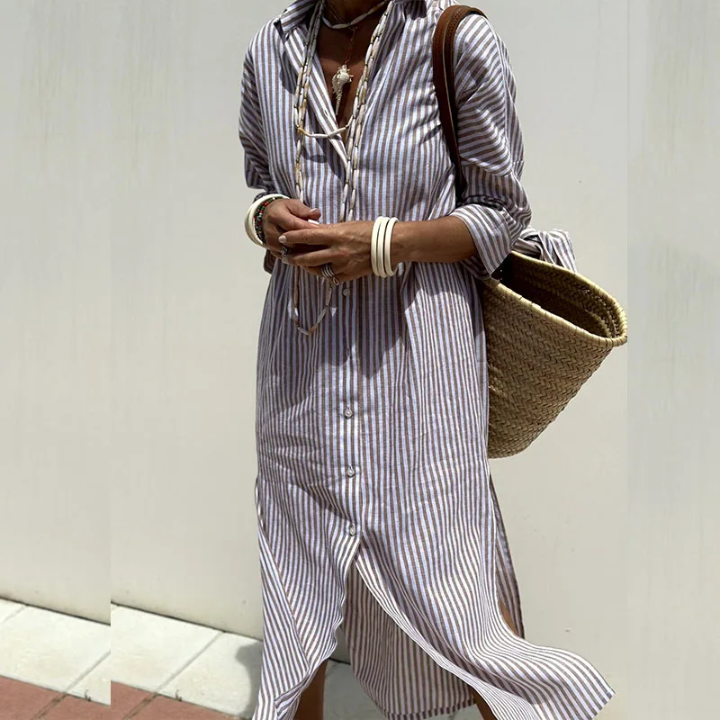 NOVERA™ | Elegant striped shirt dress Success
